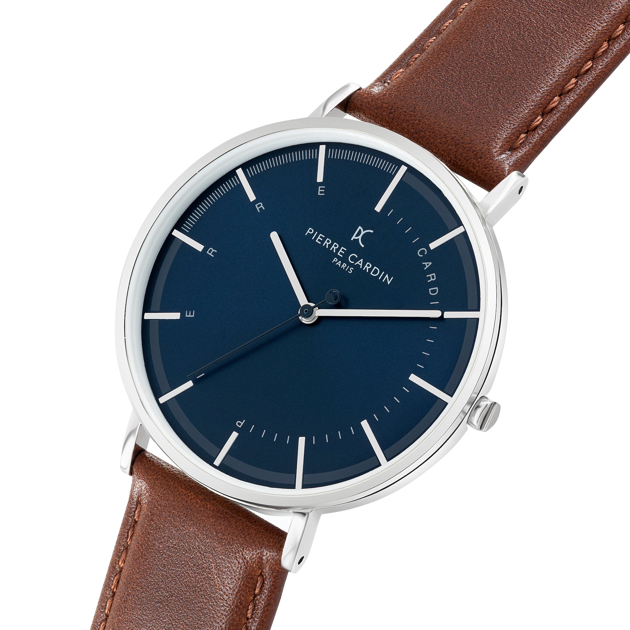 Bonne Nouvelle Blue Dial with Brown Leather Strap Pierre Cardin Watches